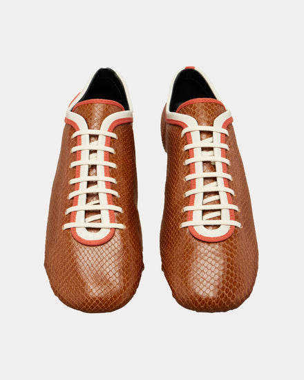 Dries Van Noten Climbing Ballerina Snake-Effect Leather Rust Low Top Sneakers - 2
