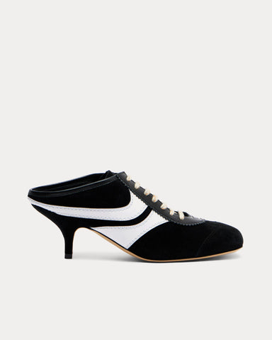 Dries Van Noten 65 Suede Black / White High Heel Mules