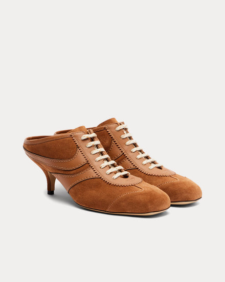 Dries Van Noten 65 Suede Brown High Heel Mules - 2