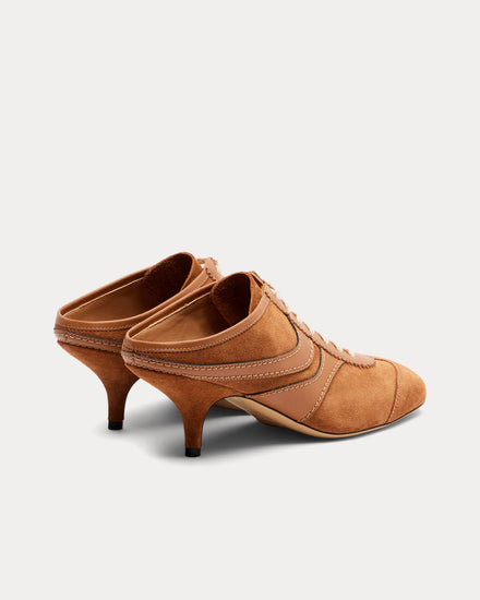 Dries Van Noten 65 Suede Brown High Heel Mules - 3