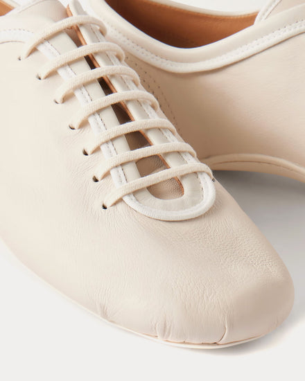 Dries Van Noten Climbing Ballerina Leather Ecru Low Top Sneakers - 3