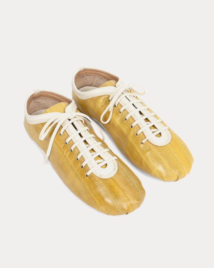 Dries Van Noten Climbing Ballerina Leather Yellow Low Top Sneakers - 2