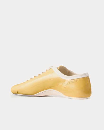 Dries Van Noten Climbing Ballerina Leather Yellow Low Top Sneakers - 3