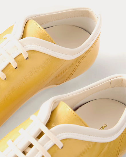 Dries Van Noten Climbing Ballerina Leather Yellow Low Top Sneakers - 4
