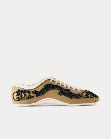 Dries Van Noten Climbing Ballerina Embroidered Camel Low Top Sneakers
