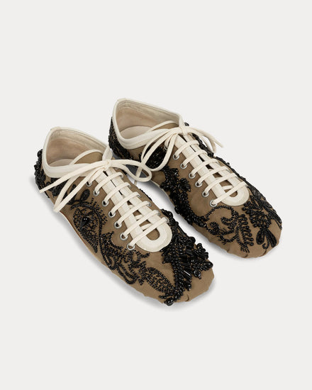 Dries Van Noten Women's Climbing Ballerina Embroidered Camel Low