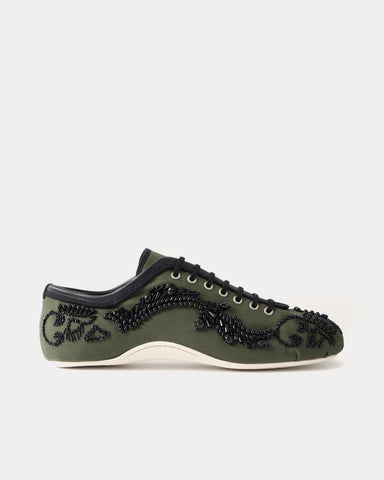 Dries Van Noten Climbing Ballerina Embroidered Bottle Green Low Top Sneakers