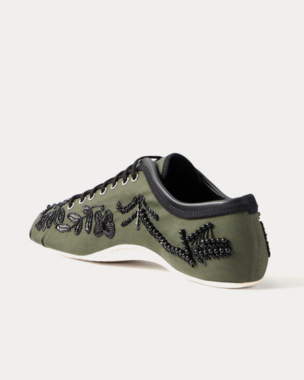 Dries Van Noten Climbing Ballerina Embroidered Bottle Green Low Top Sneakers - 3