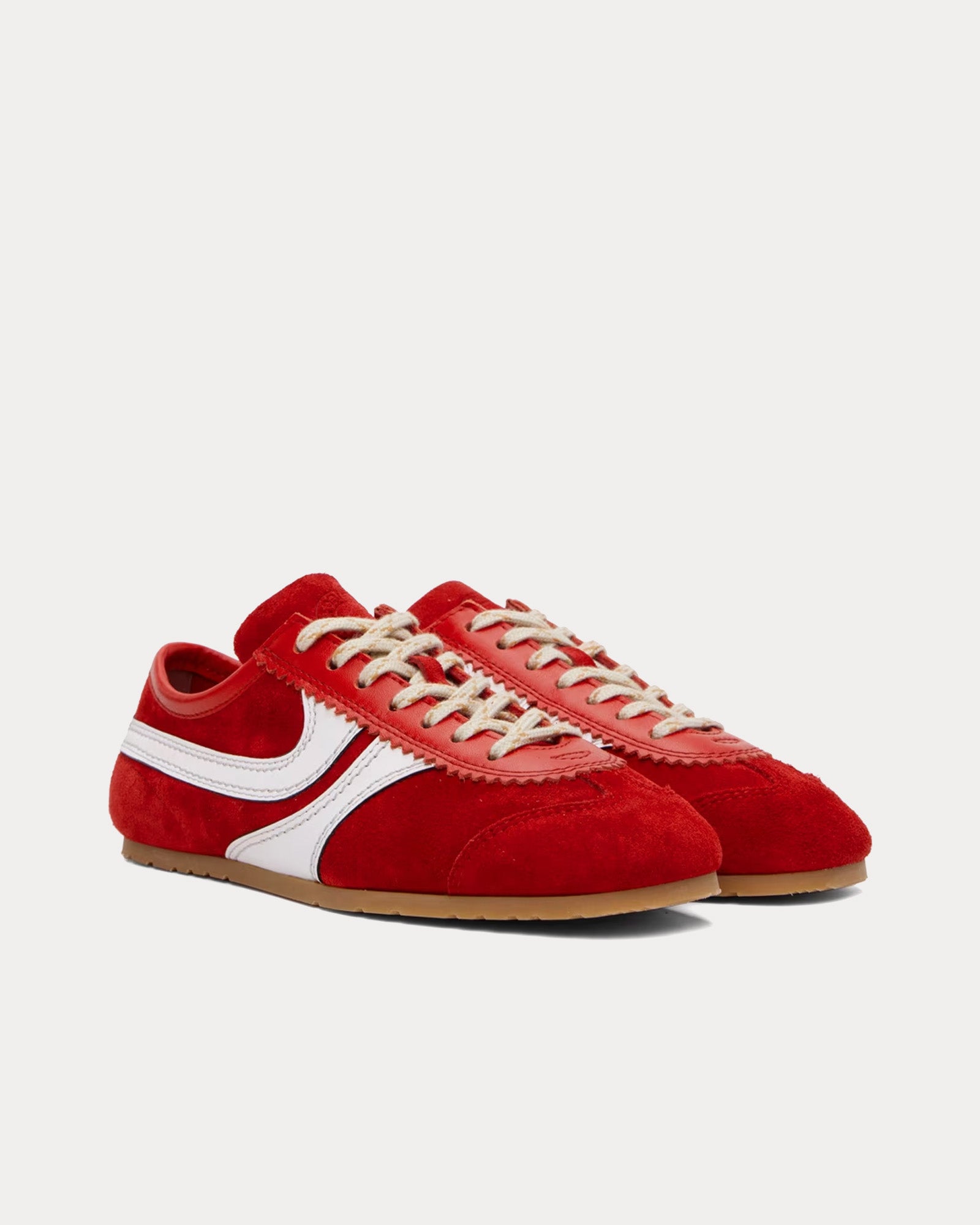 Dries Van Noten - 70's Suede Red Low Top Sneakers