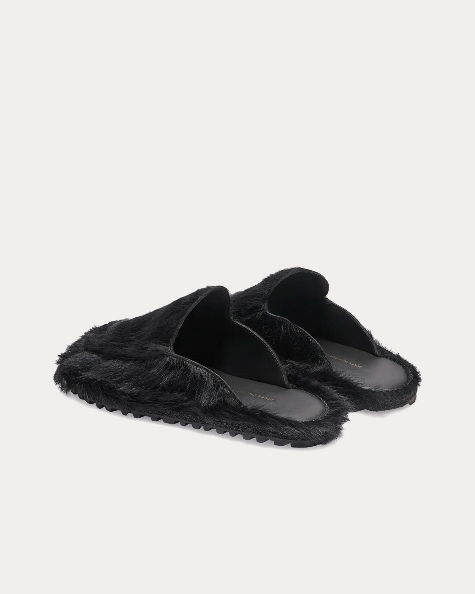 Dries Van Noten - Leather-Trimmed Calf Hair Black Sliders
