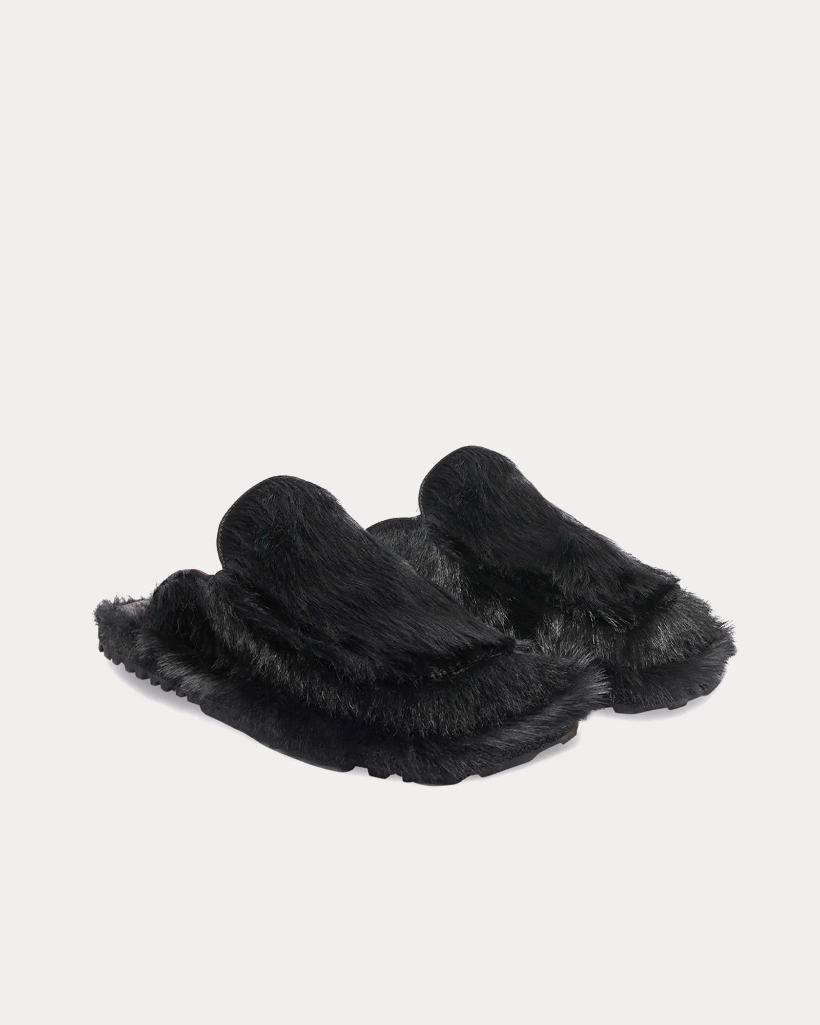 Dries Van Noten - Leather-Trimmed Calf Hair Black Sliders