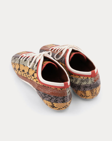 Dries Van Noten Climbing Ballerina Leather Snakeskin Print Tan Low Top Sneakers - 3