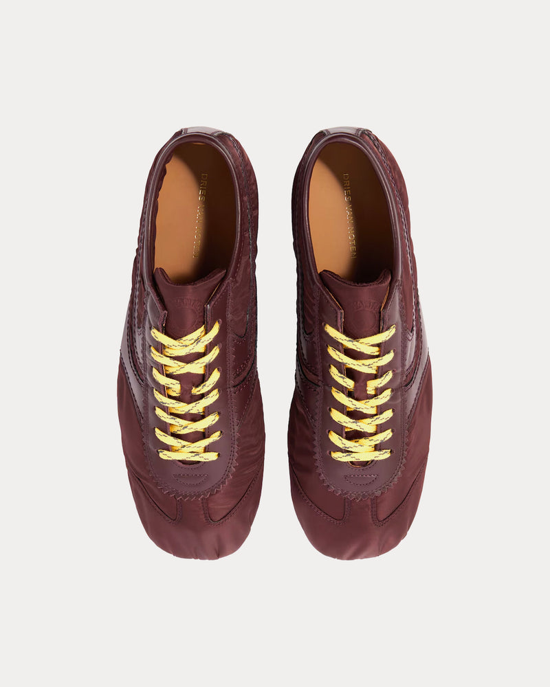 Dries Van Noten Dustin Leather-Trimmed Shell Burgundy Low Top Sneakers - 2