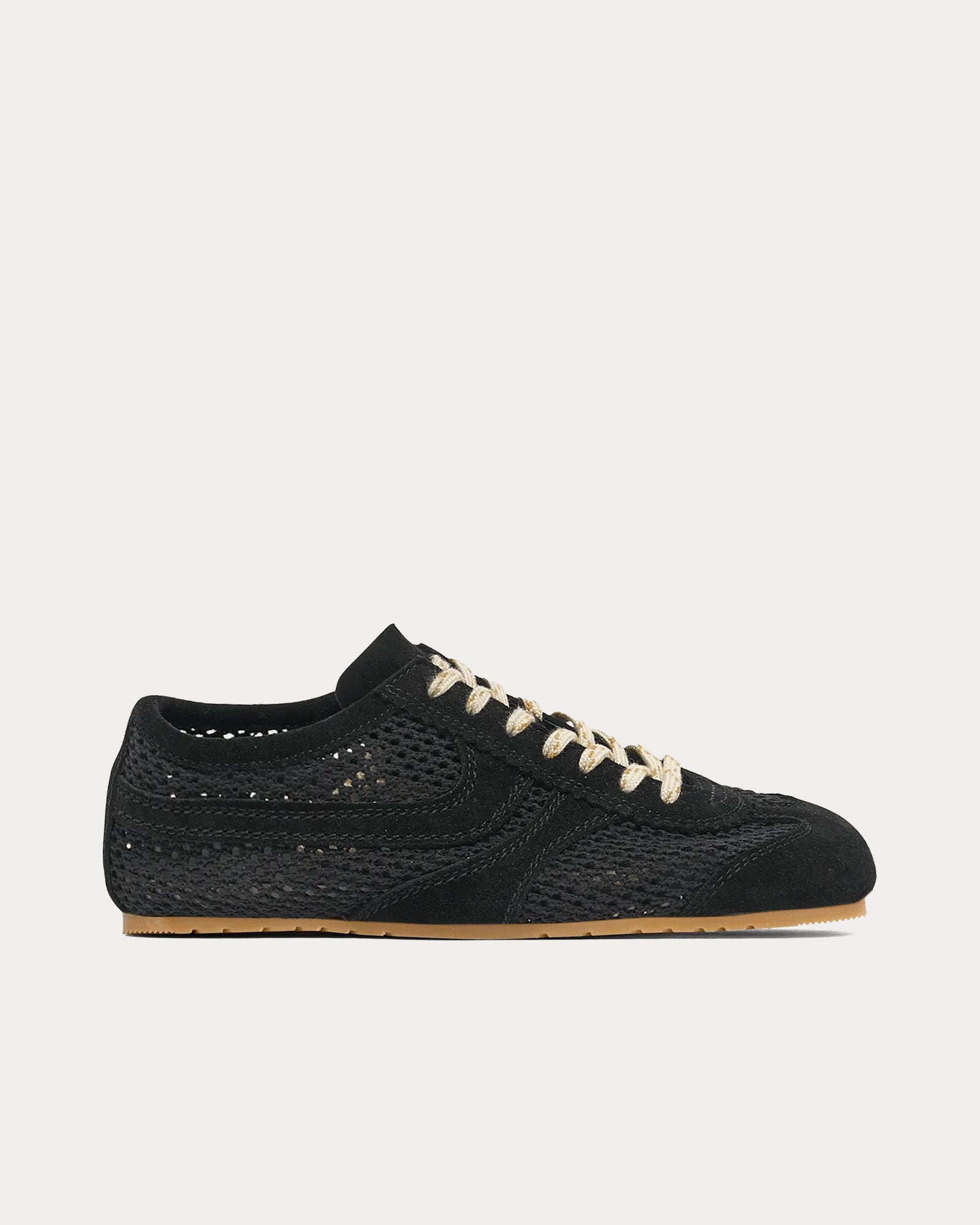Dries Van Noten Men's Dustin Mesh Leather Black Low Top Sneakers