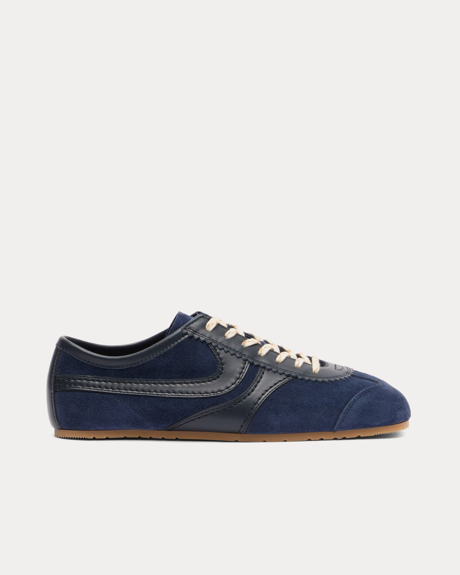 Dries Van Noten Women's Dustin Suede Leather Navy Blue Low Top Sneaker