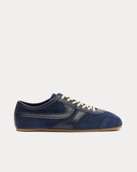 Dries Van Noten Dustin Suede Leather Navy Blue Low Top Sneaker - 1