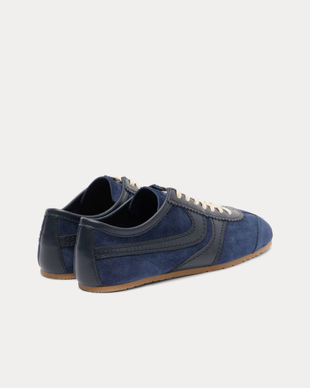 Dries Van Noten Dustin Suede Leather Navy Blue Low Top Sneaker - 3