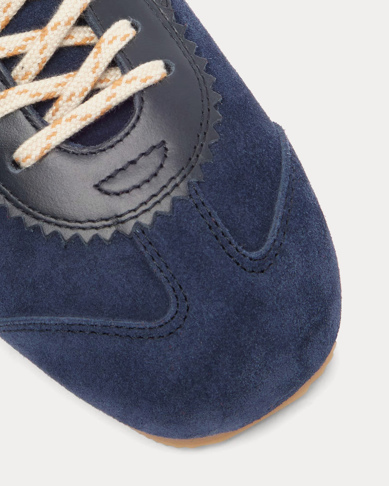 Dries Van Noten Dustin Suede Leather Navy Blue Low Top Sneaker - 4