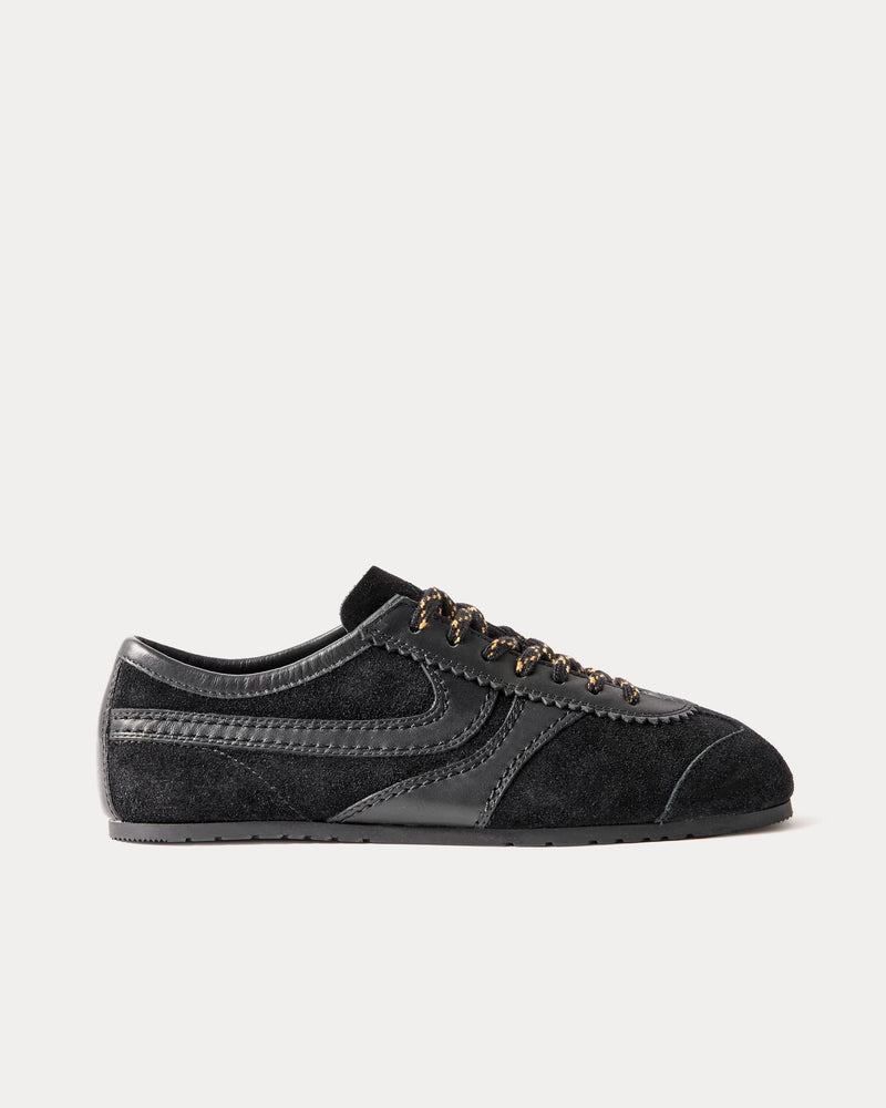 Dries Van Noten Dustin Suede Leather Black Low Top Sneakers - 1
