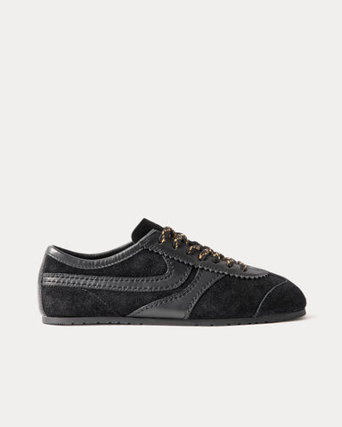 Dries Van Noten Dustin Suede Leather Black Low Top Sneakers