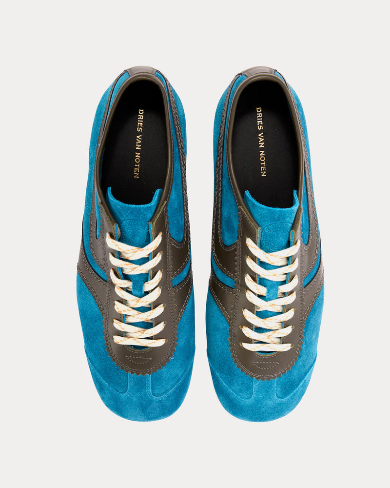 Dries Van Noten Dustin Suede Leather Blue Low Top Sneakers - 2