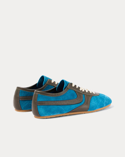 Dries Van Noten Dustin Suede Leather Blue Low Top Sneakers - 4