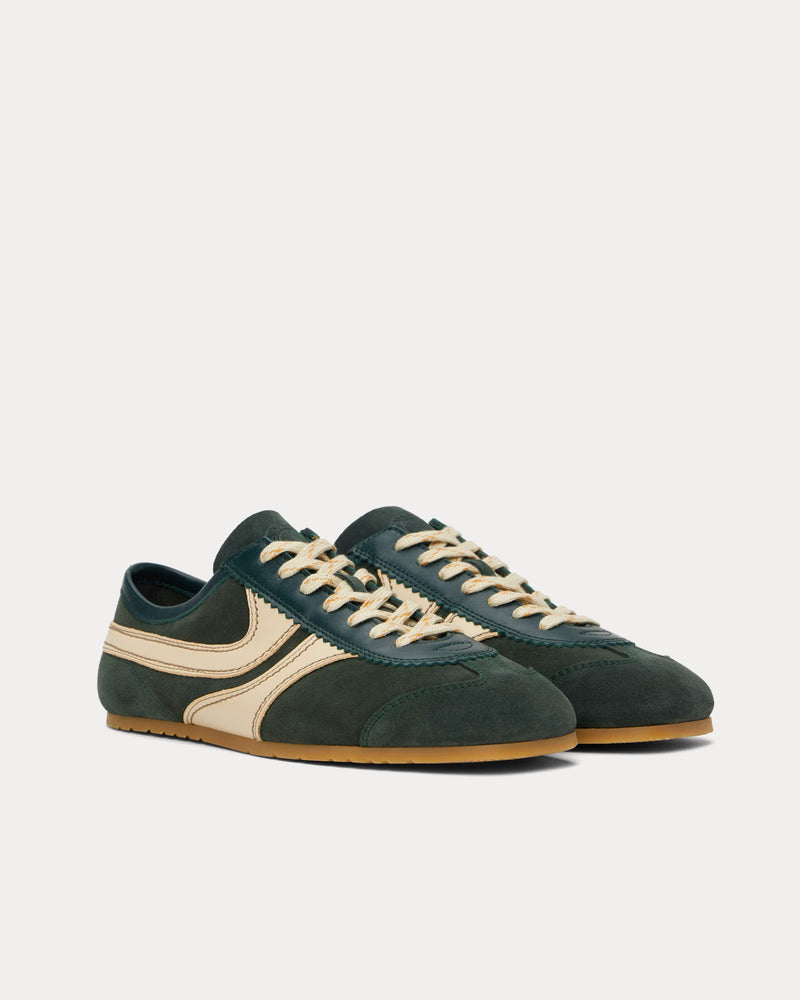Dries Van Noten Dustin Suede Leather Bottle Green Low Top Sneakers - 3