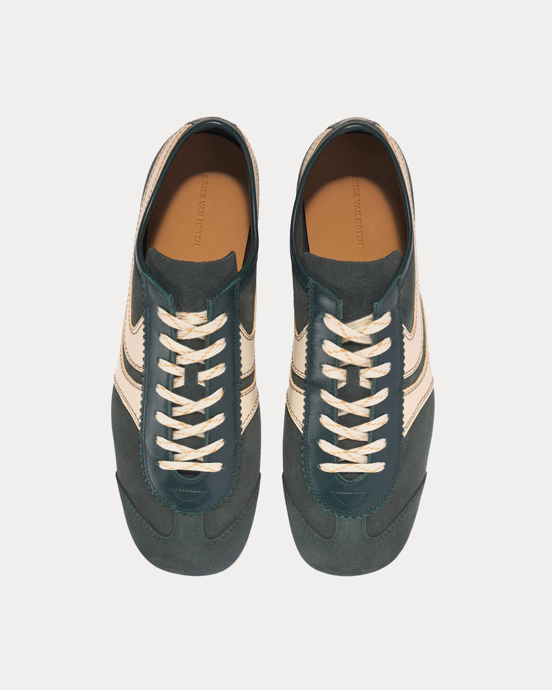 Dries Van Noten Dustin Suede Leather Bottle Green Low Top Sneakers - 2