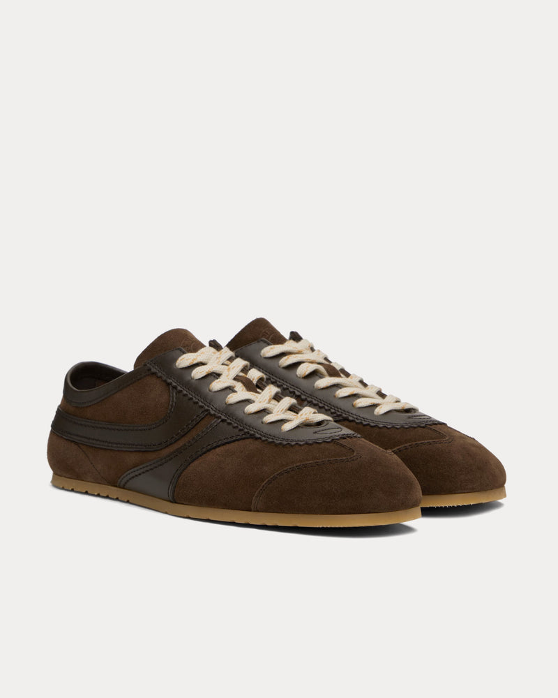 Dries Van Noten Dustin Suede Leather Dark Brown Low Top Sneakers - 3