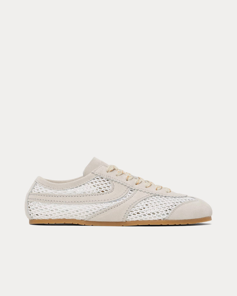 Dries Van Noten Dustin Mesh Leather White Low Top Sneakers - 1