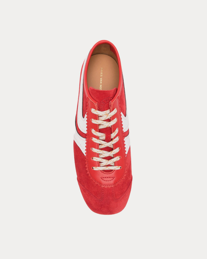 Dries Van Noten Dustin Suede Leather Red Low Top Sneakers - 2