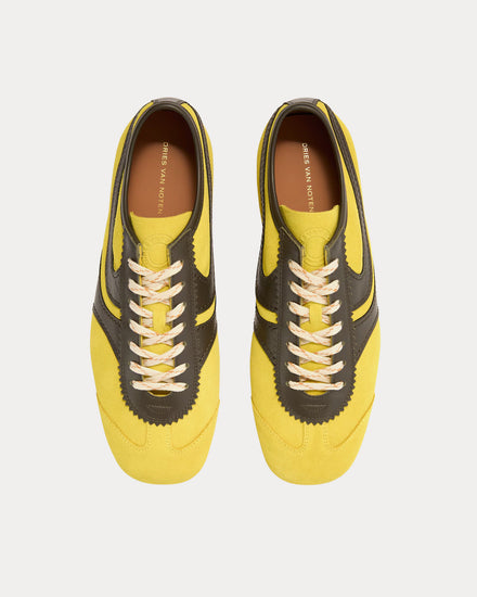 Dries Van Noten Dustin Suede Leather Yellow / Brown Low Top Sneakers - 2
