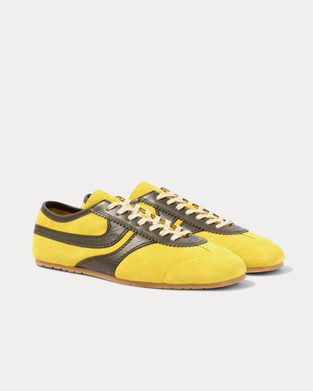 Dries Van Noten Dustin Suede Leather Yellow / Brown Low Top Sneakers - 3