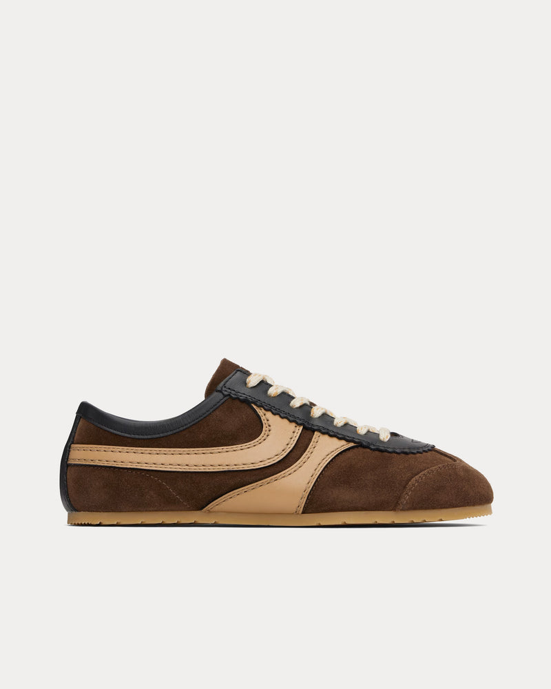 Dries Van Noten Dustin Suede Leather Dark Brown Low Top Sneakers - 1