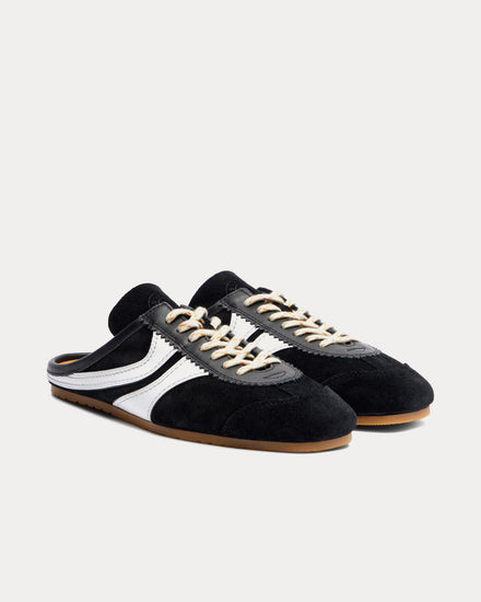 Dries Van Noten Suede Black / White Sneaker Mules - 2