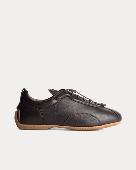 Dunhill Davies Automotive Deerskin Dark Chocolate Low Top Sneakers - 1