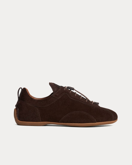 Dunhill Davies Automotive Suede Dark Chocolate Low Top Sneakers - 1