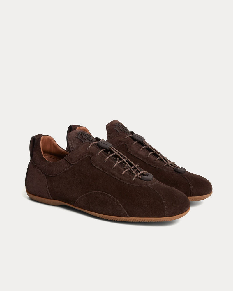 Dunhill Davies Automotive Suede Dark Chocolate Low Top Sneakers - 3
