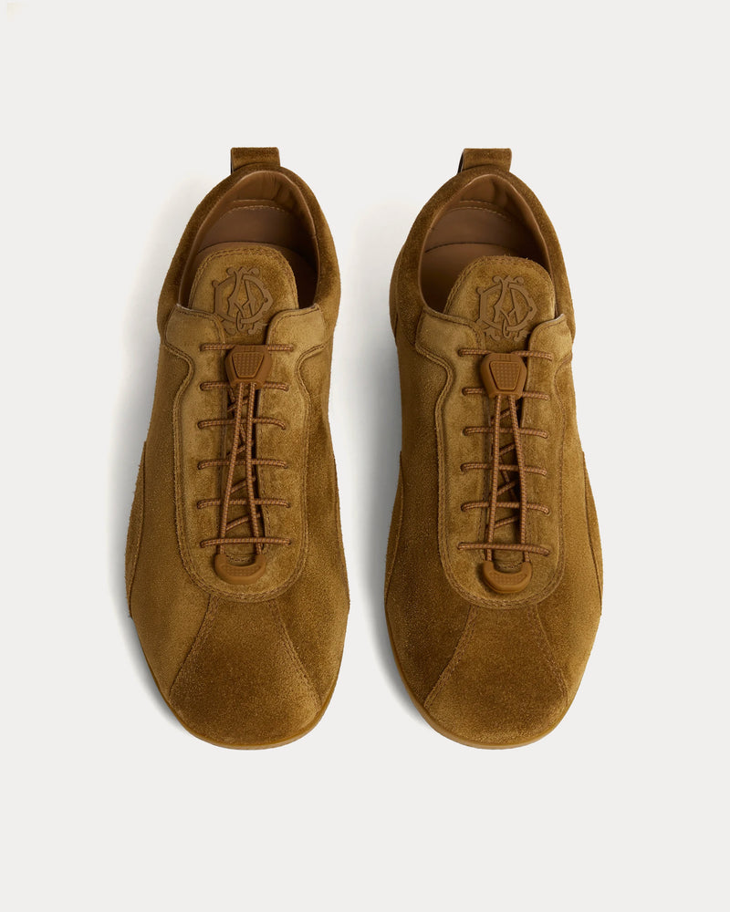 Dunhill Davies Automotive Suede Gold Brown Low Top Sneakers - 2