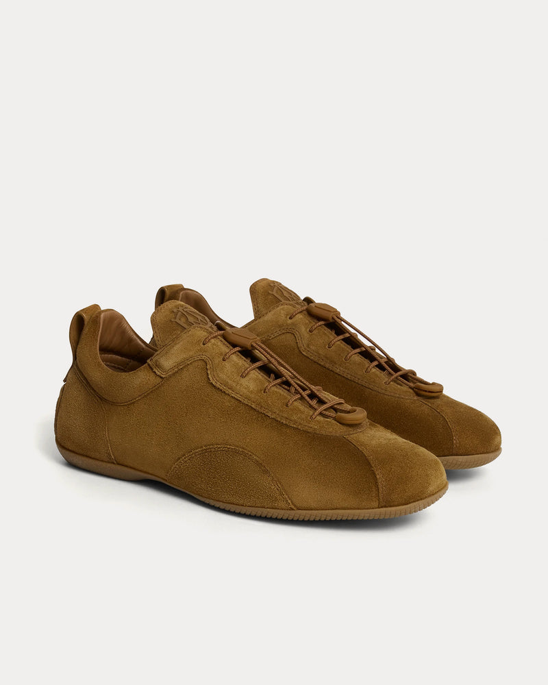 Dunhill Davies Automotive Suede Gold Brown Low Top Sneakers - 3