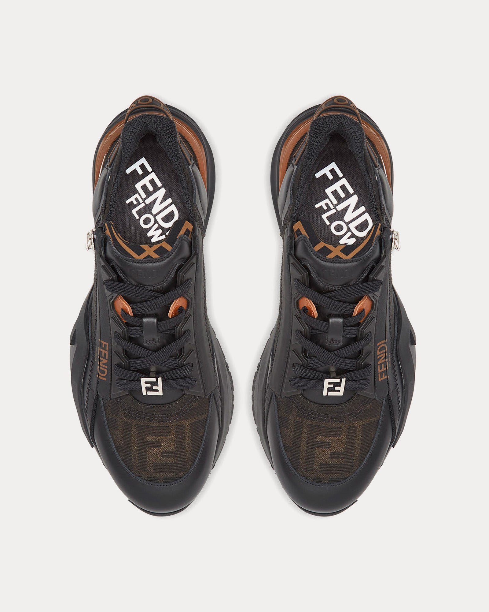 Fendi by Stefano Pilati - Flow Leather Black Low Top Sneakers