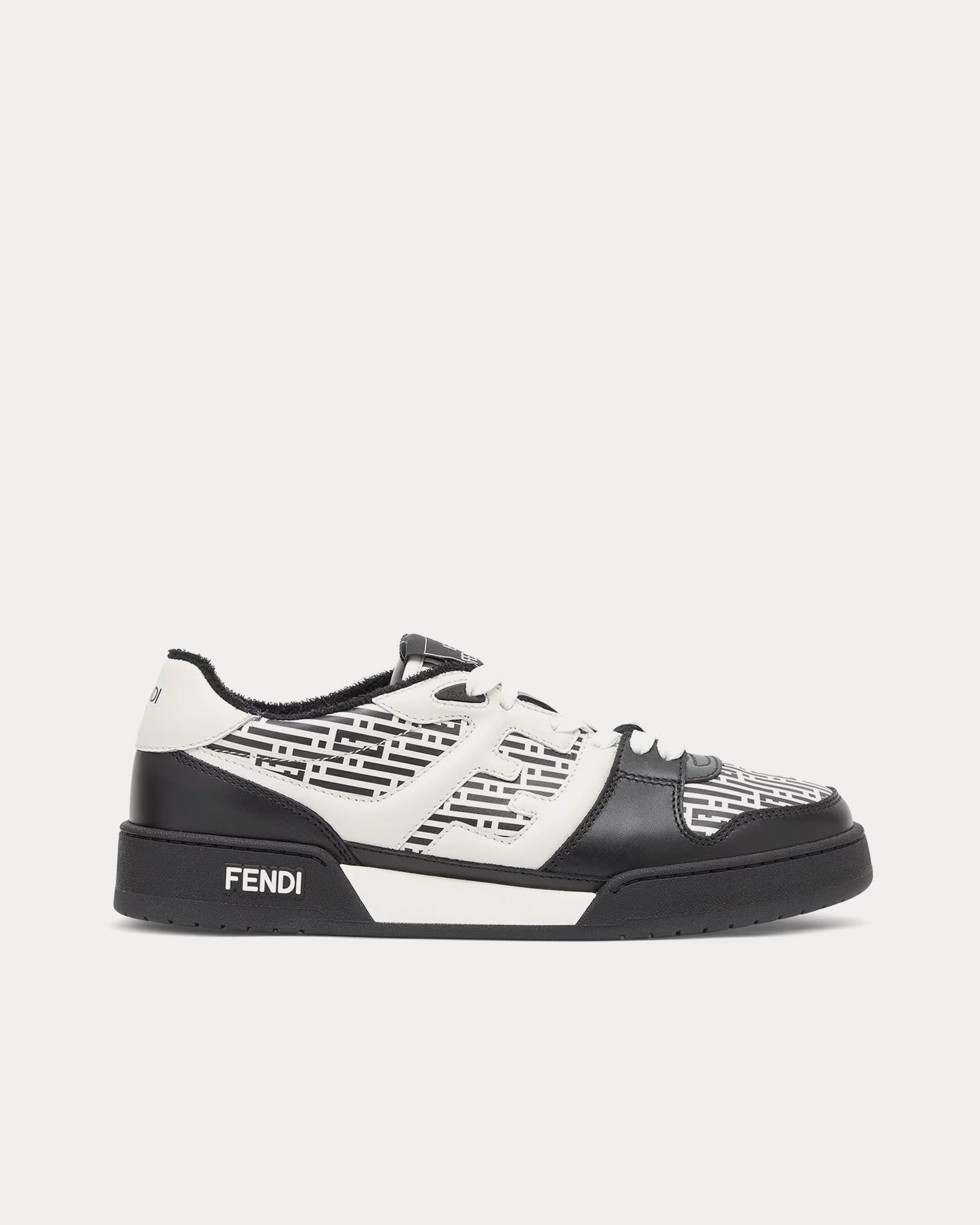 Fendi Black White Leather Low Top Sneakers Men’s 9 Italy Fendi Sneakers Domino | Men main image 4