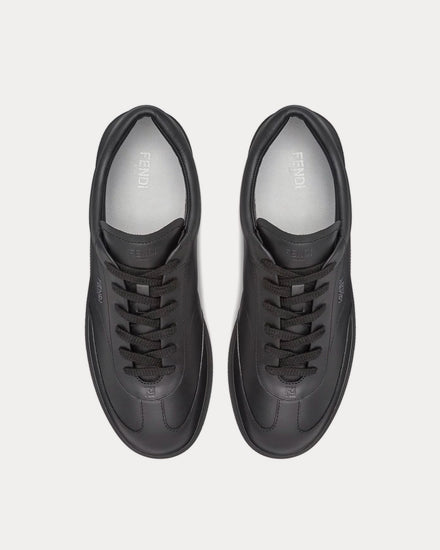Fendi by Stefano Pilati Slim Leather Black Low Top Sneakers - 2