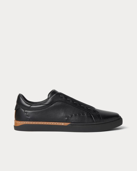 Fendi City Leather Black Low Top Sneakers - 1