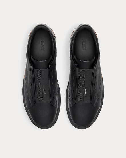 Fendi City Leather Black Low Top Sneakers - 2