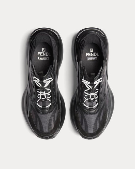 Fendi F-Light Leather & Mesh Black Low Top Sneakers - 2