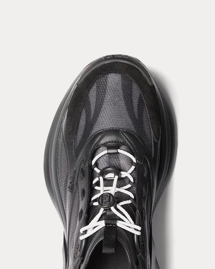 Fendi F-Light Leather & Mesh Black Low Top Sneakers - 5