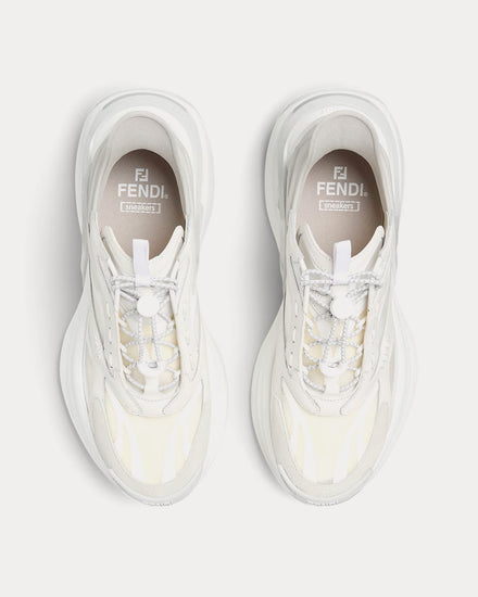 Fendi F-Light Leather & Mesh White Low Top Sneakers - 2