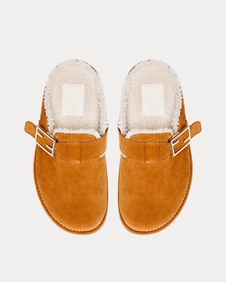 Fendi Feel Suede Brown Sabots - 2