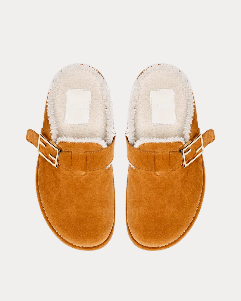 Fendi Feel Suede Brown Sabots - 2